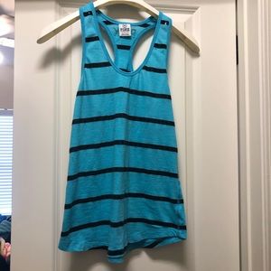 Turquoise and black sequin stripe racer back tank